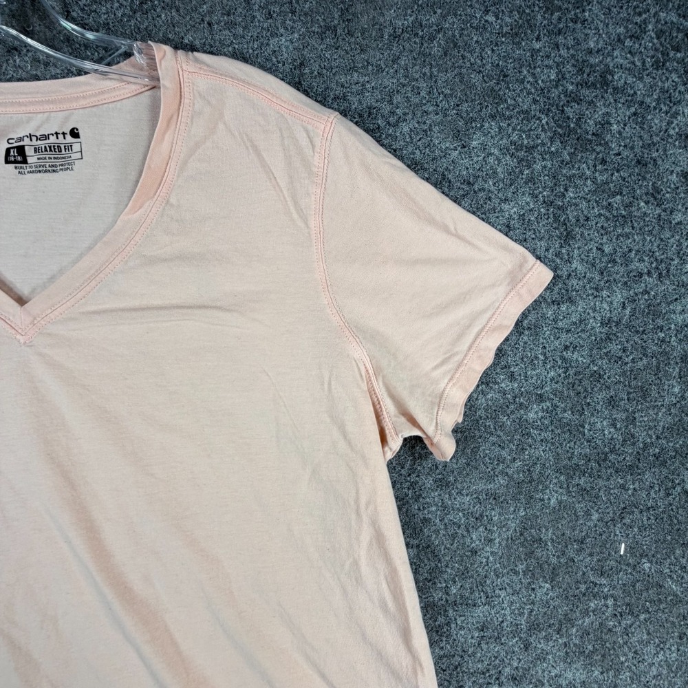 Carhartt Relaxed Fit T-Shirt Womens XL Rose Pink Lightweight Short-Sleeve V-neck - Picture 5 of 16